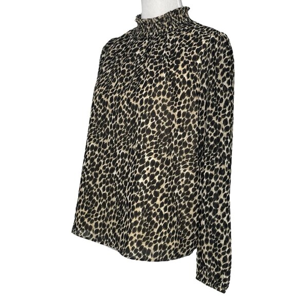 J.Crew Womens Blouse Size Small Mock Neckline Animal Print Long Sleeves Elastic - Picture 4 of 10